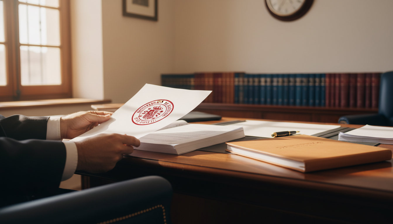 Empresario leyendo carta de derivación de responsabilidad tributaria en despacho de abogados