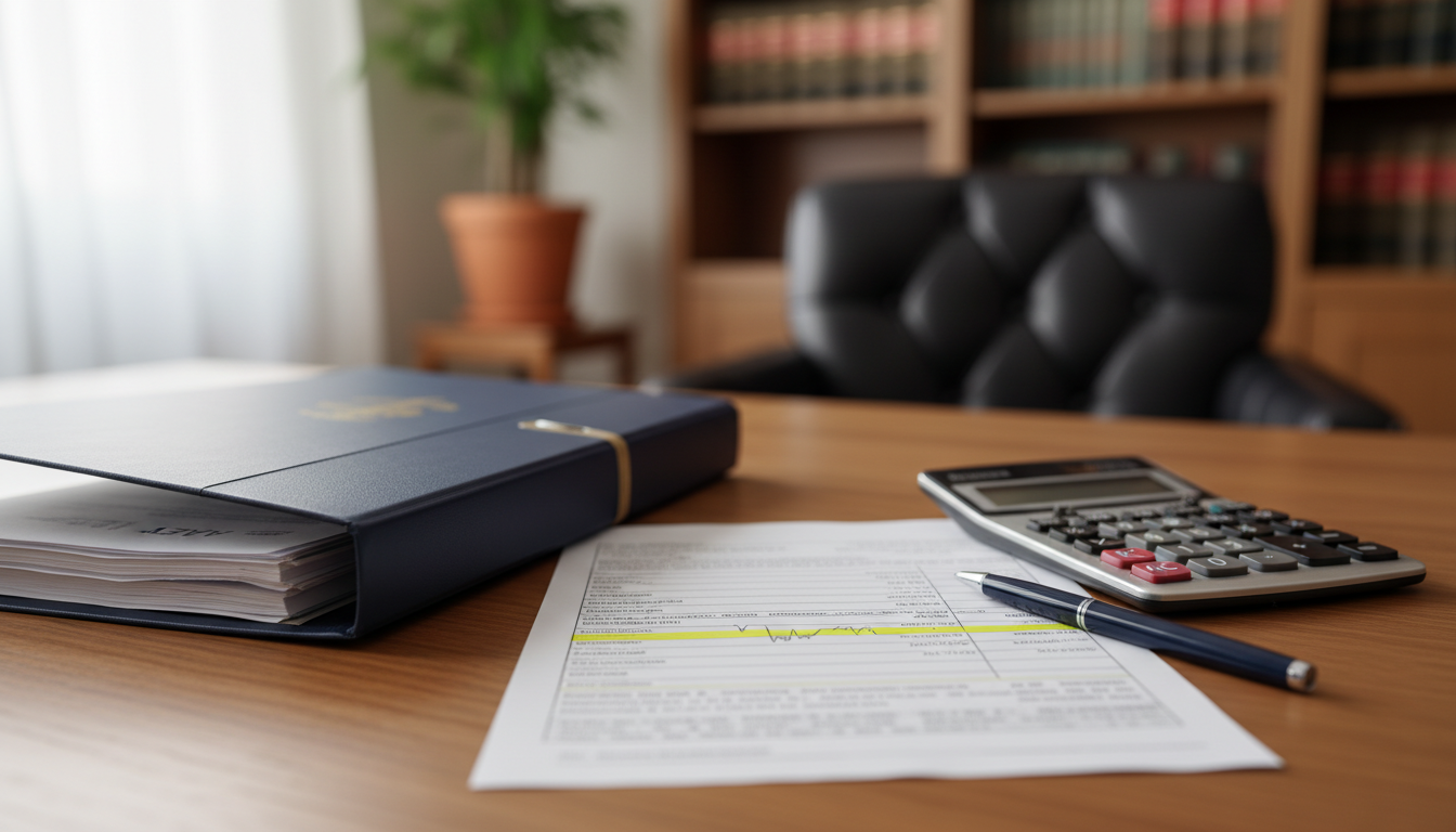 Extracto bancario con movimiento de embargo resaltado junto a calculadora y documentos de la AEAT